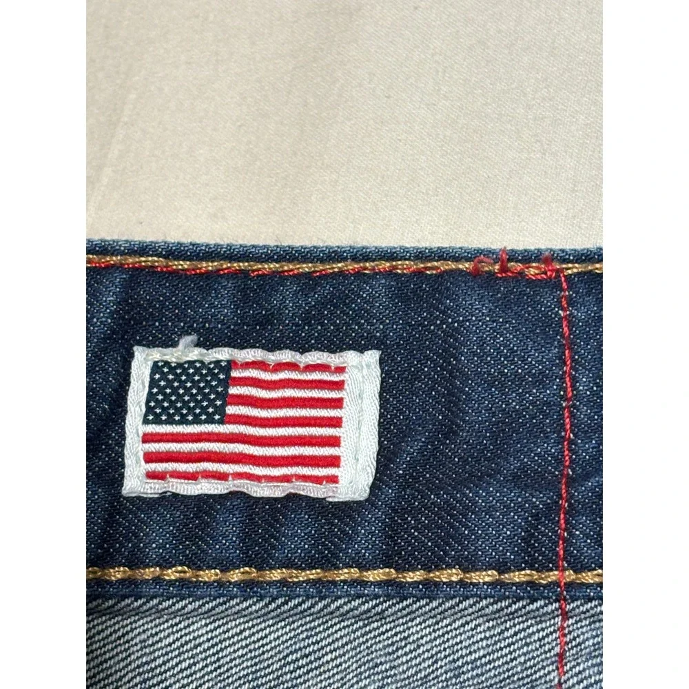VTG True Religion‎ Ricky Straight Leg Jeans Mens 42X34 Medium Wash Blue Made USA